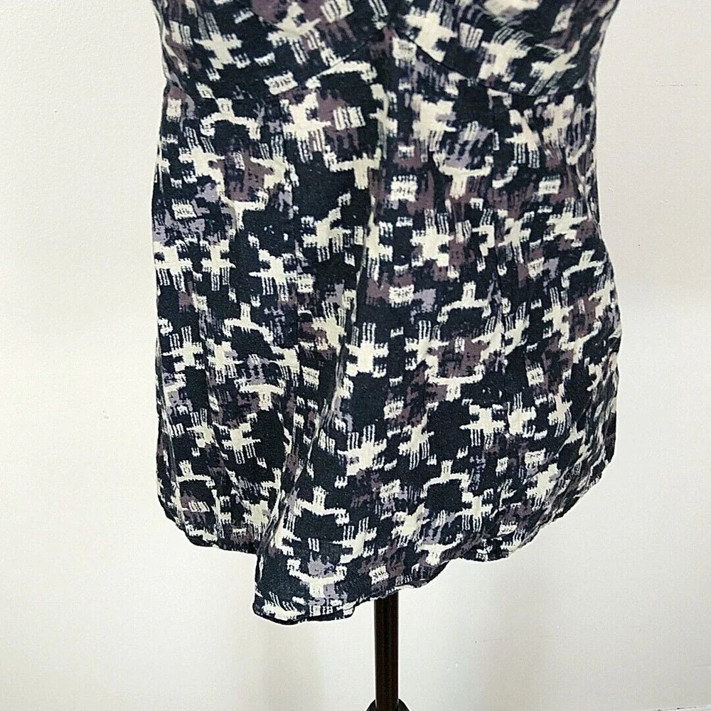 Patagonia Womens sz 4 Tank Top Black White Printed Zip Back Hemp Blend - Picture 3 of 8